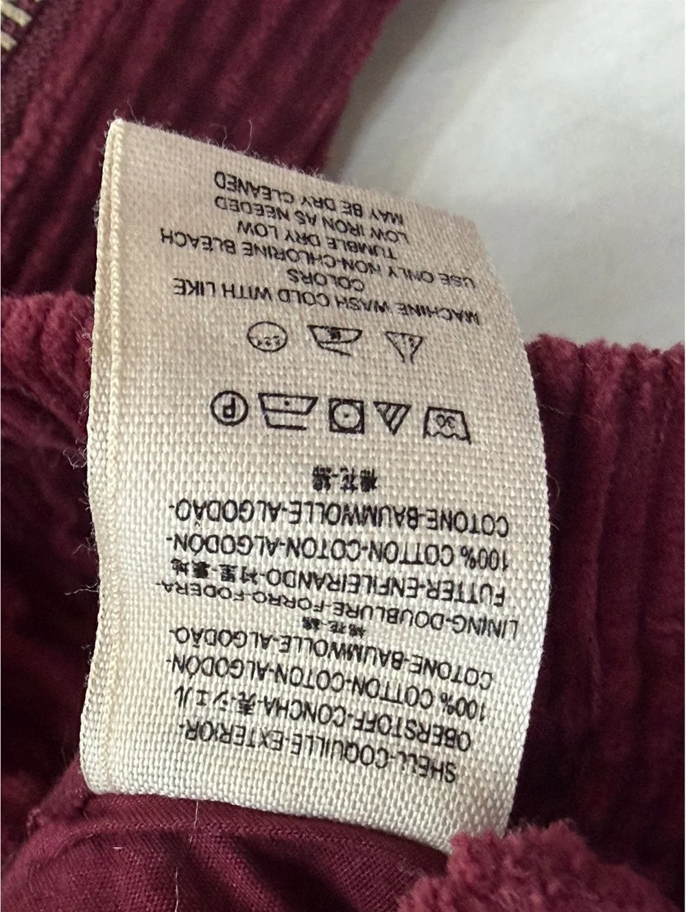 Free People Burgundy Corduroy Belted Cropped Moto Boho Chic Jacket Women Small